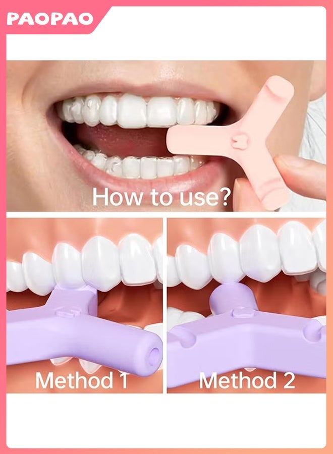 Pao pao Aligner Chewies - 4 Pack Y-Shaped Handheld Aligner Chewies - Firm & Soft 2 Way - Aligners, Retainers（Pink/Blue/Green/Purple） - Image 2